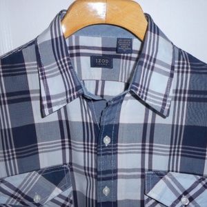 IZOD JEANS PLAID CHECK SHIRT XL EXTRA LARGE